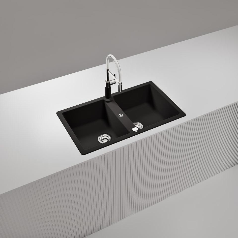 Lavello 86 cm 2 vasche NERO OPACO