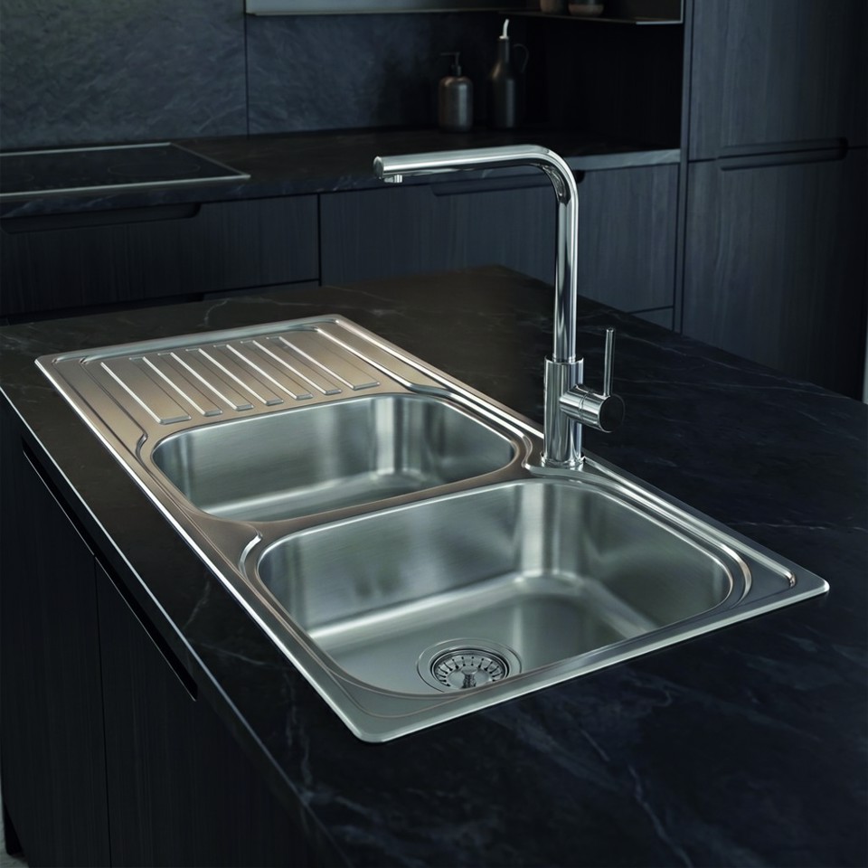 LAVELLO EURO 116 cm, 2 vasche - Acciaio Inox