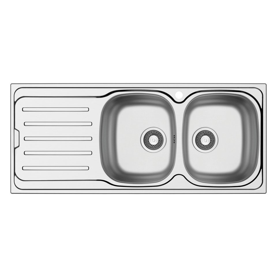 LAVELLO METROPOL 116 cm, 2 vasche - Acciaio Inox