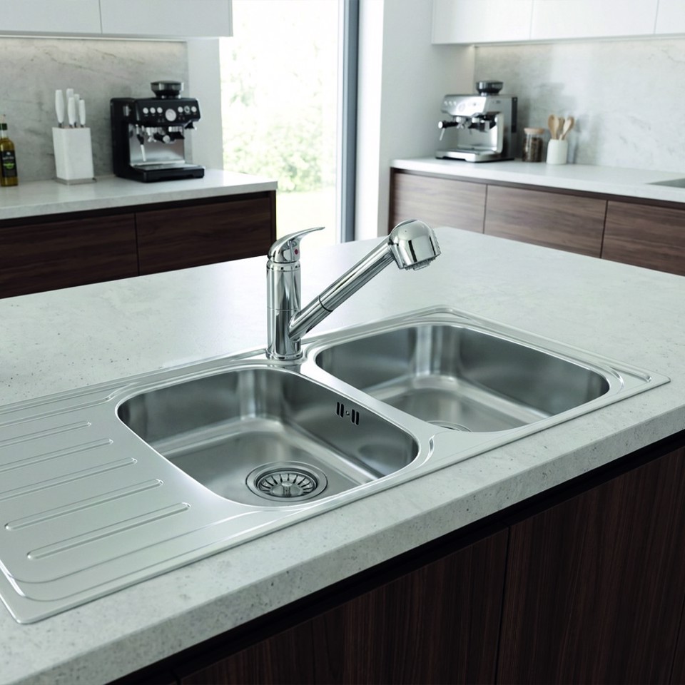 LAVELLO METROPOL 116 cm, 2 vasche - Acciaio Inox