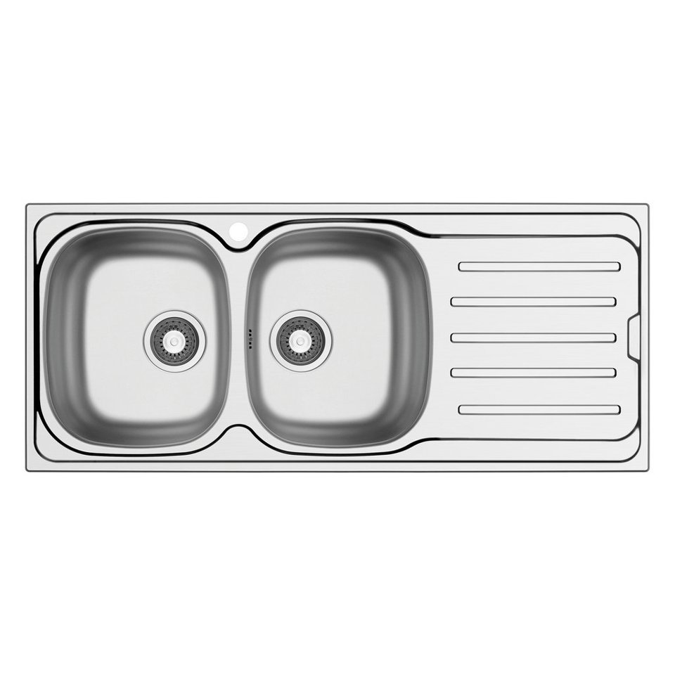 LAVELLO METROPOL 116 cm, 2 vasche - Acciaio Inox