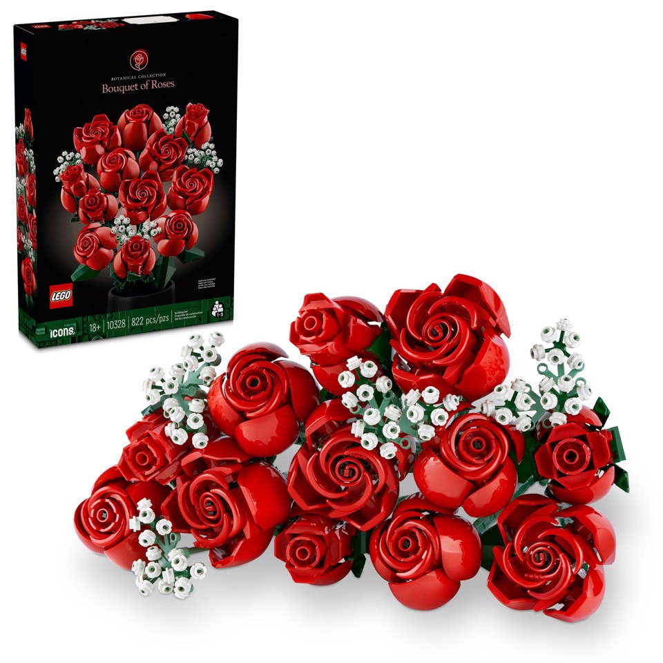 LEGO Botanicals 10328 Bouquet di Rose, Set Fiori Finti per Adulti, Idea Regalo per Donna o Uomo dalla Collezione Botanica