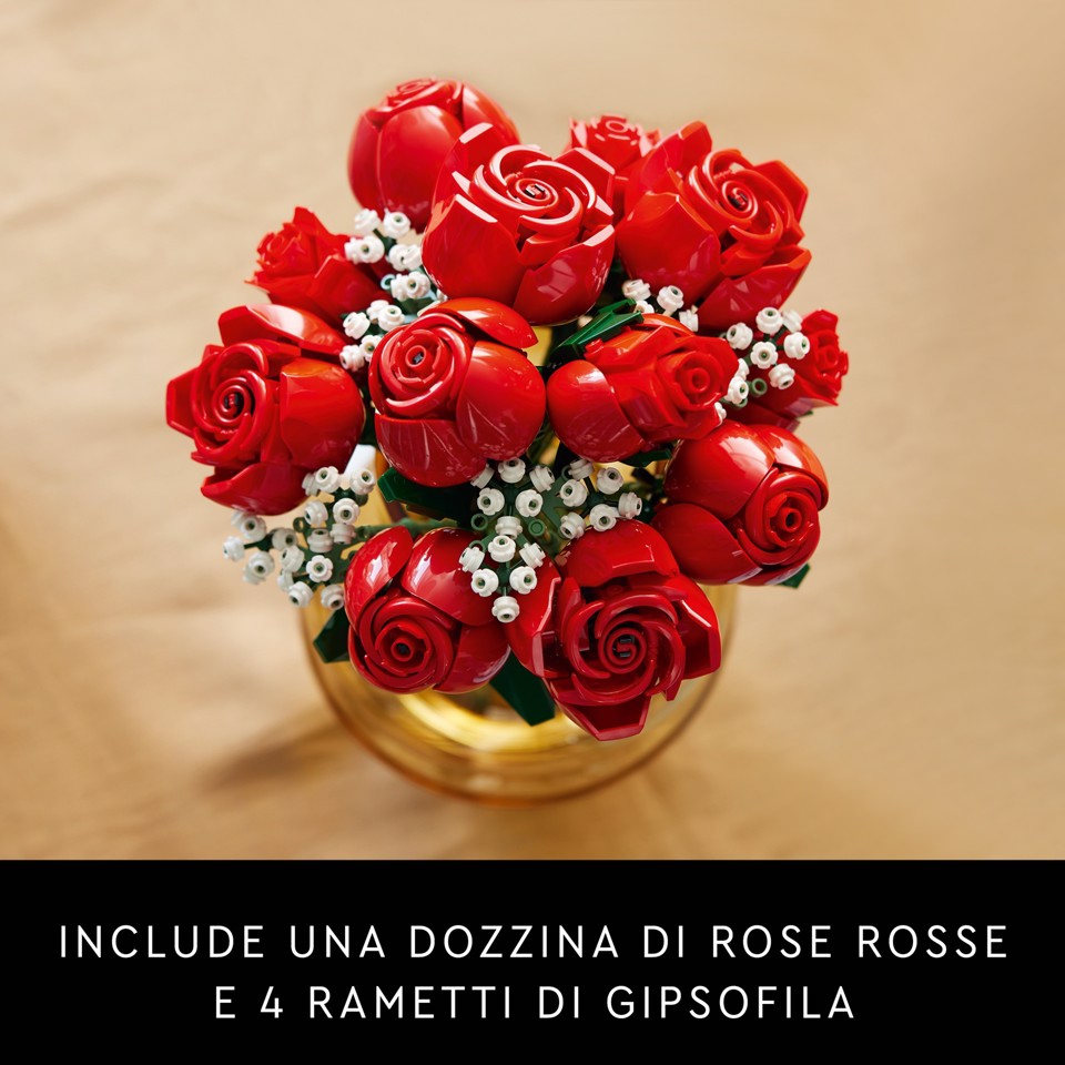LEGO Botanicals 10328 Bouquet di Rose, Set Fiori Finti per Adulti, Idea Regalo per Donna o Uomo dalla Collezione Botanica