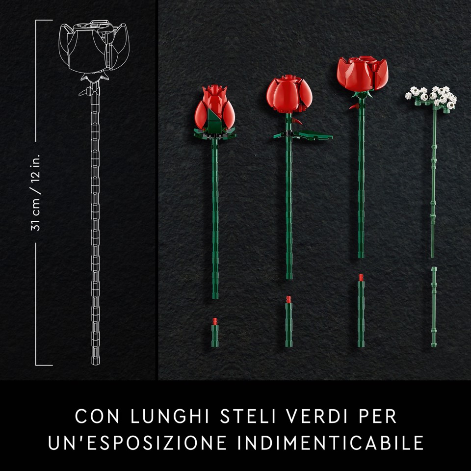 LEGO Botanicals 10328 Bouquet di Rose, Set Fiori Finti per Adulti, Idea Regalo per Donna o Uomo dalla Collezione Botanica