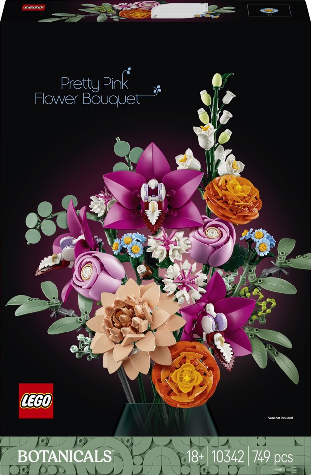 LEGO Botanicals 10342 Bouquet di Fiori Rosa, Kit Modellismo Adulti, Decorazioni Casa con Piante Finte, Idea Regalo Donna o Uomo