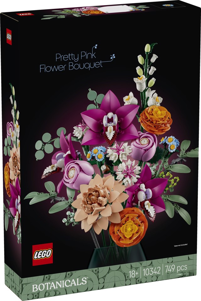 LEGO Botanicals 10342 Bouquet di Fiori Rosa, Kit Modellismo Adulti, Decorazioni Casa con Piante Finte, Idea Regalo Donna o Uomo