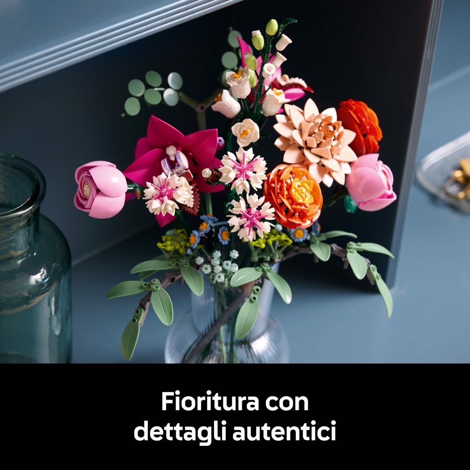 LEGO Botanicals 10342 Bouquet di Fiori Rosa, Kit Modellismo Adulti, Decorazioni Casa con Piante Finte, Idea Regalo Donna o Uomo