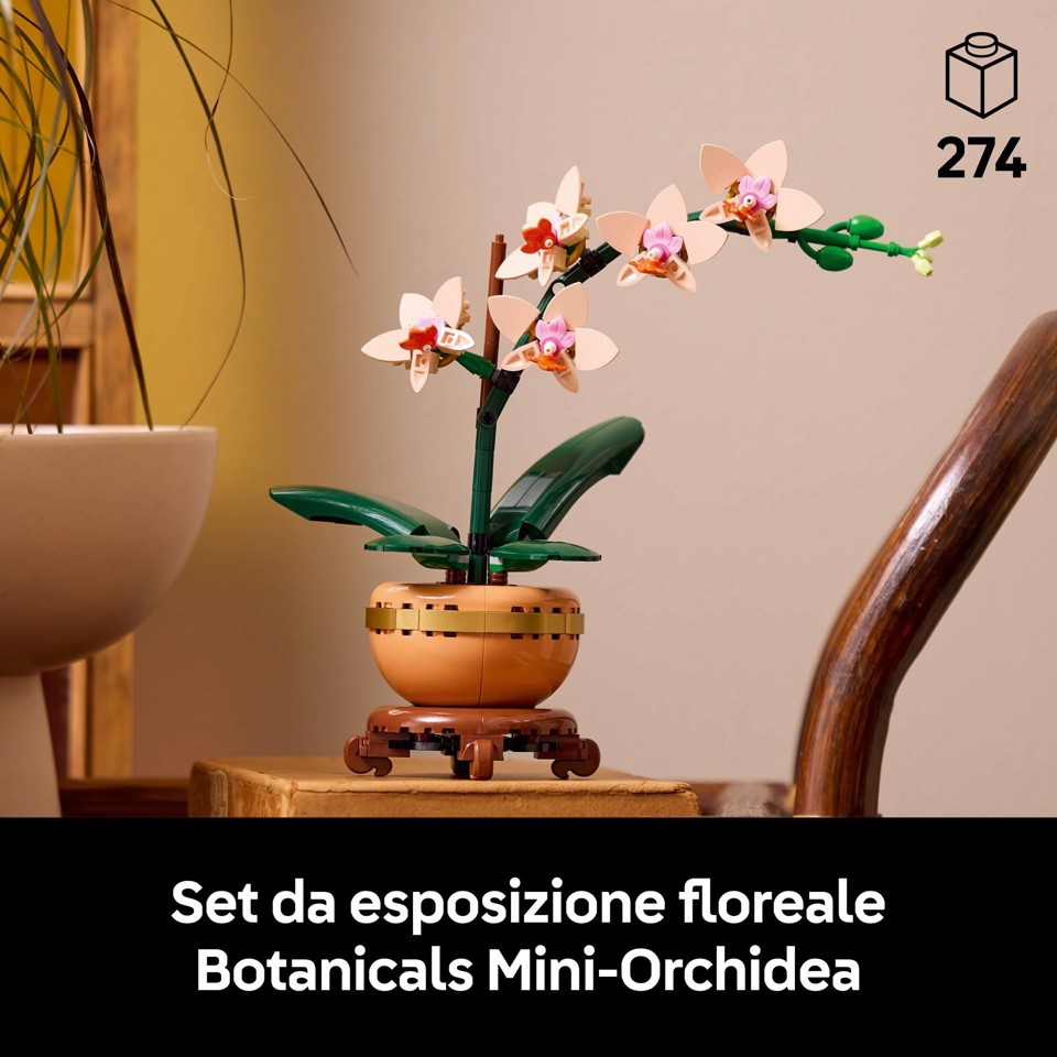 LEGO Botanicals 10343 Mini-Orchidea, Fiori Finti da Costruire, Botanical Collection per Adulti, Idea Regalo per Donna o Uomo