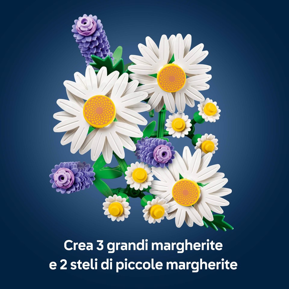 LEGO Botanicals 11508 Margherite, Bouquet di Fiori Artificiali con Margherite Finte, Lavanda, Regalo di Compleanno Bambine 9+