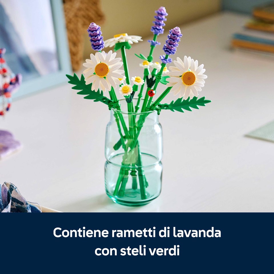 LEGO Botanicals 11508 Margherite, Bouquet di Fiori Artificiali con Margherite Finte, Lavanda, Regalo di Compleanno Bambine 9+