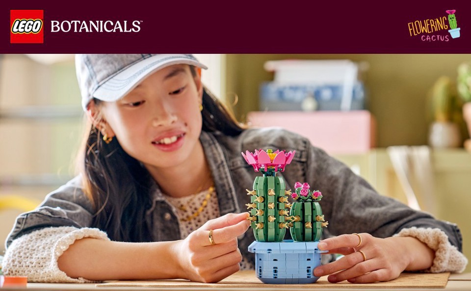 LEGO Botanicals 11509 Cactus in Fiore, Pianta Artificiale in Vaso con 2 Cactus e Fiori Finti