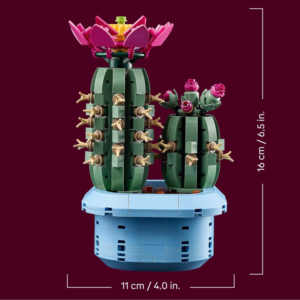 LEGO Botanicals 11509 Cactus in Fiore, Pianta Artificiale in Vaso con 2 Cactus e Fiori Finti