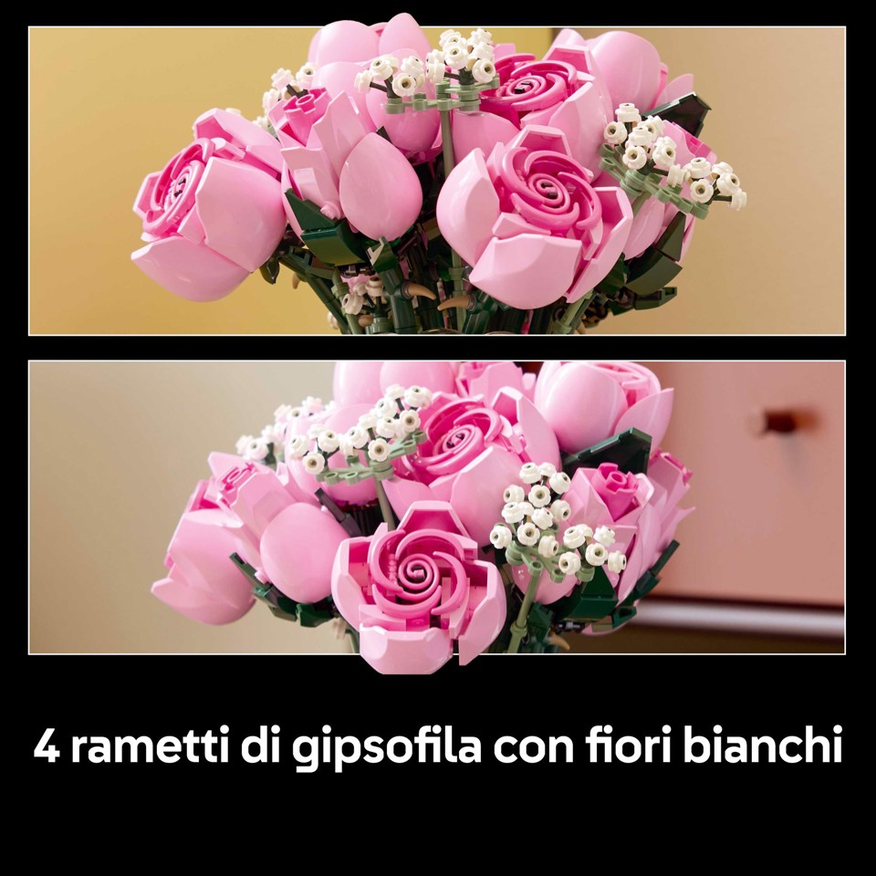LEGO Botanicals Bouquet di rose rosa