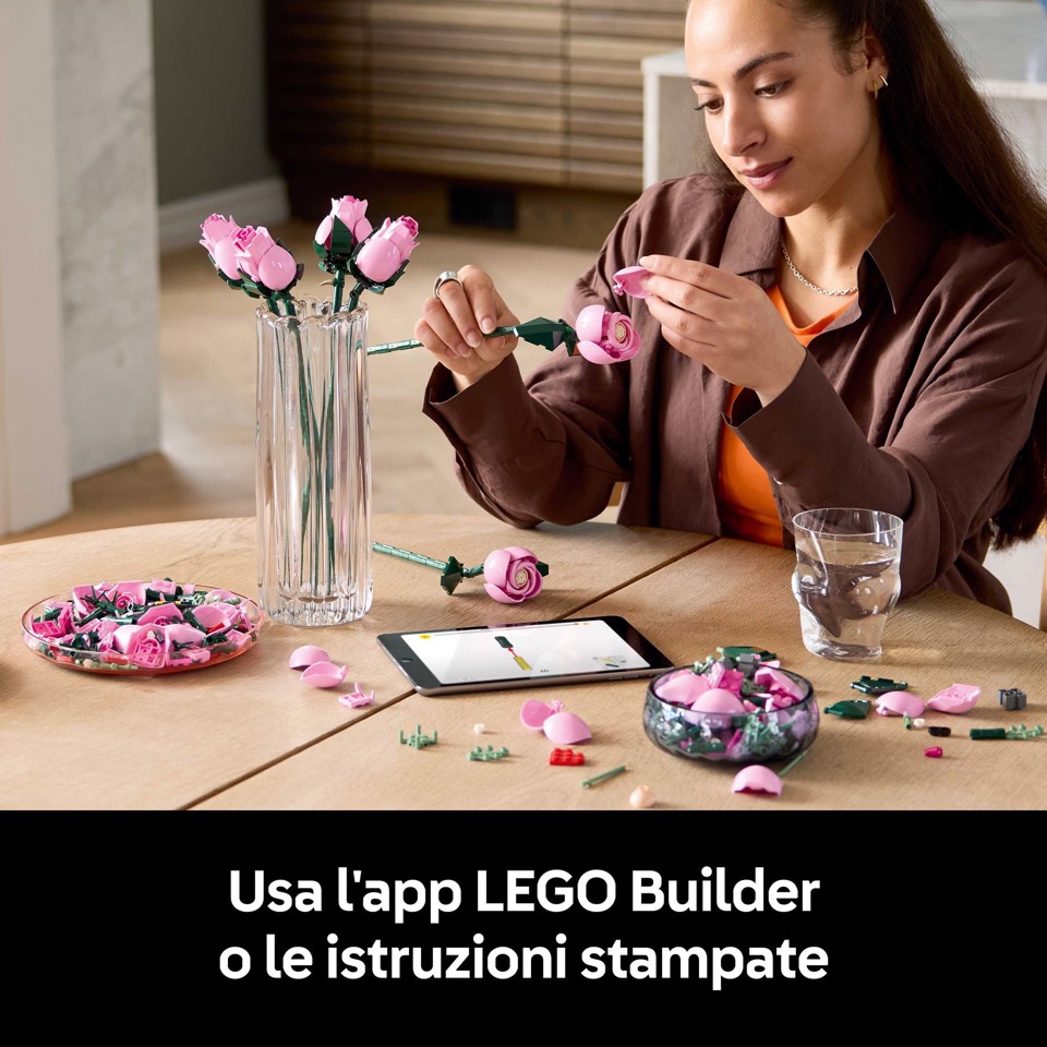 LEGO Botanicals Bouquet di rose rosa