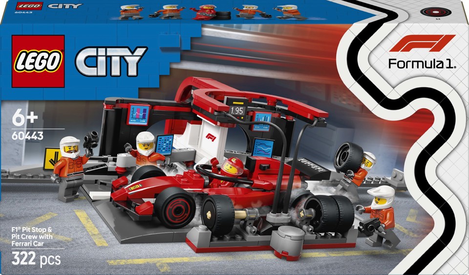 LEGO City 60443 Pit Stop e Meccanici con Monoposto Ferrari F1