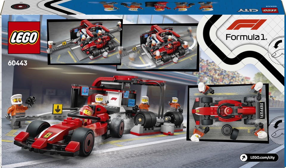 LEGO City 60443 Pit Stop e Meccanici con Monoposto Ferrari F1