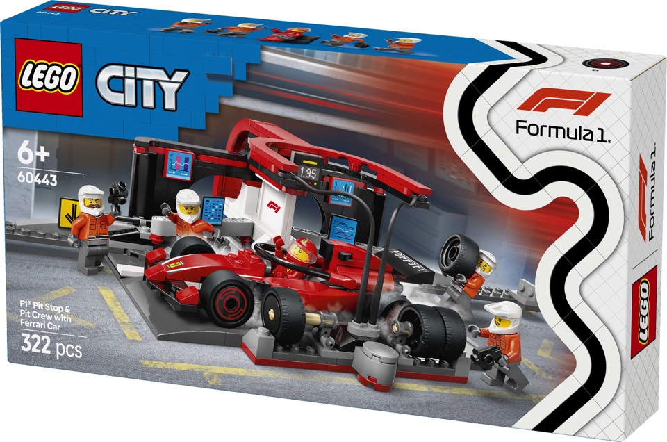 LEGO City 60443 Pit Stop e Meccanici con Monoposto Ferrari F1