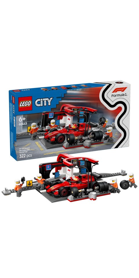 LEGO City 60443 Pit Stop e Meccanici con Monoposto Ferrari F1