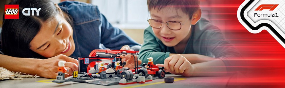 LEGO City 60443 Pit Stop e Meccanici con Monoposto Ferrari F1