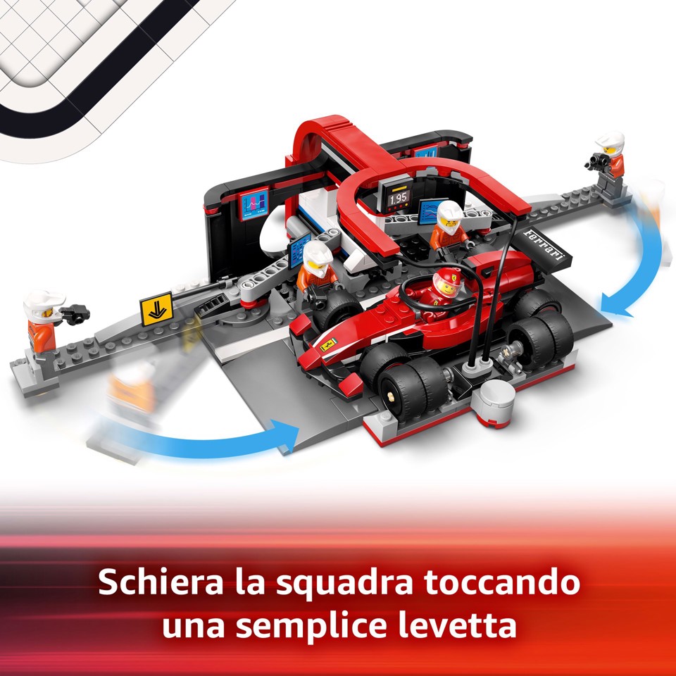 LEGO City 60443 Pit Stop e Meccanici con Monoposto Ferrari F1