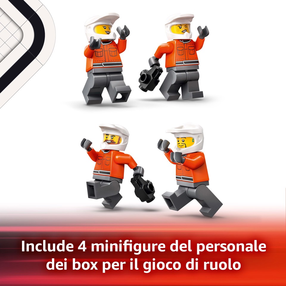 LEGO City 60443 Pit Stop e Meccanici con Monoposto Ferrari F1