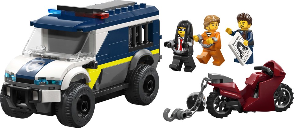 LEGO City 60479 Cellulare della Polizia Giocattolo, con Camion e Moto
