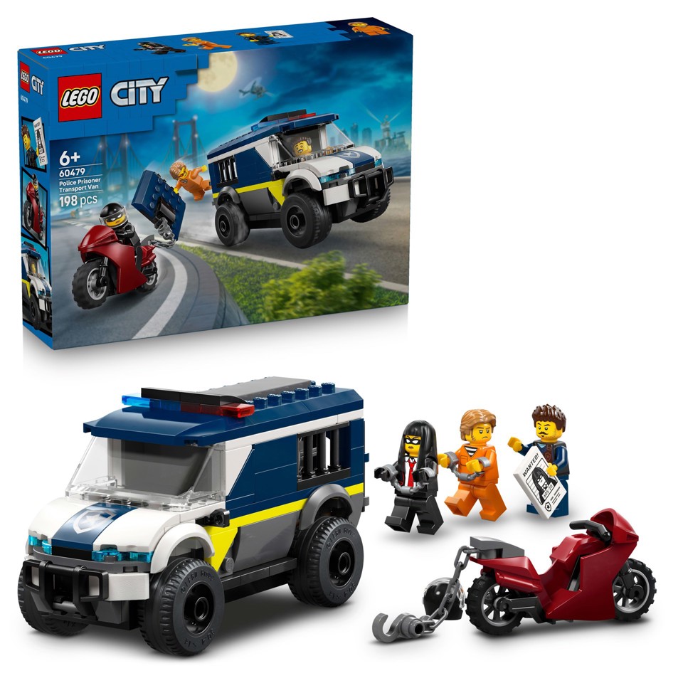 LEGO City 60479 Cellulare della Polizia Giocattolo, con Camion e Moto