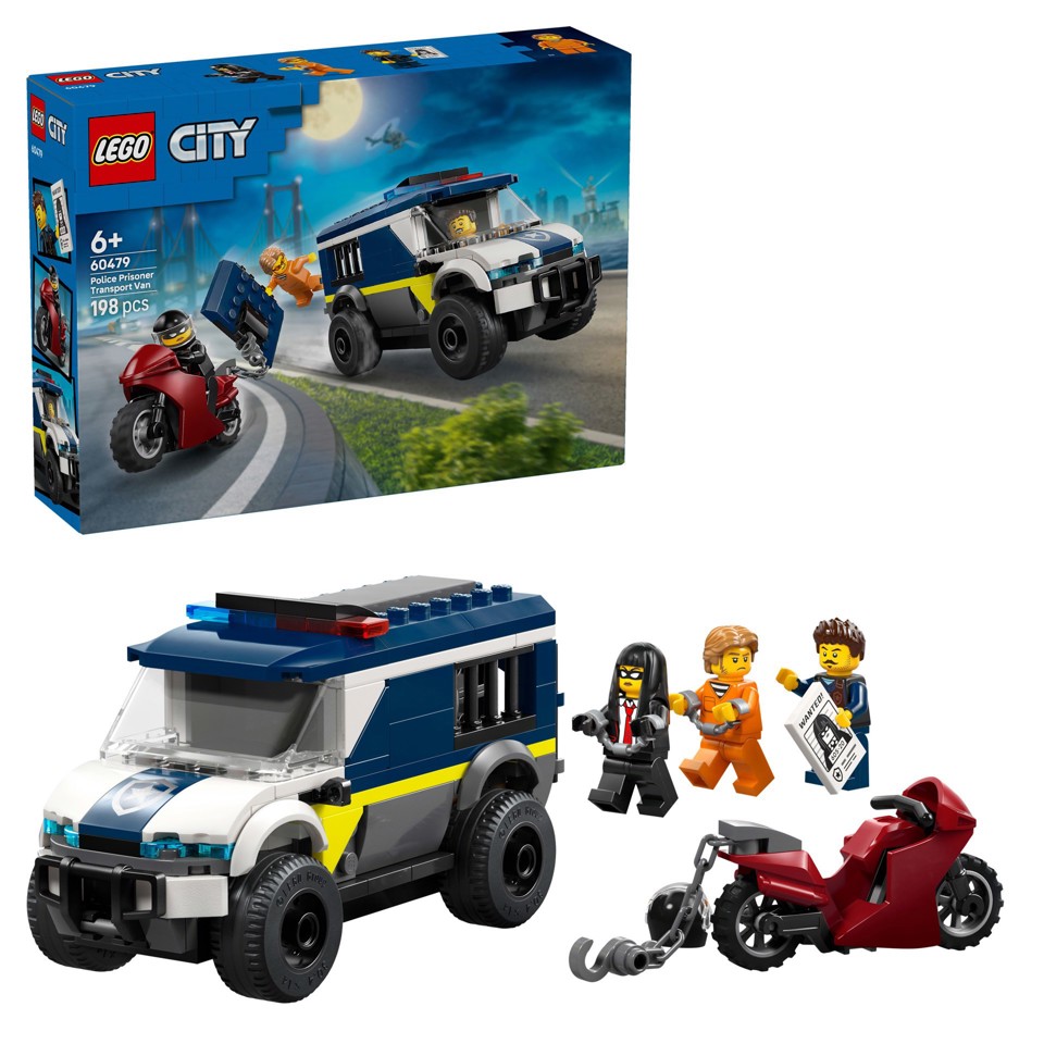 LEGO City 60479 Cellulare della Polizia Giocattolo, con Camion e Moto