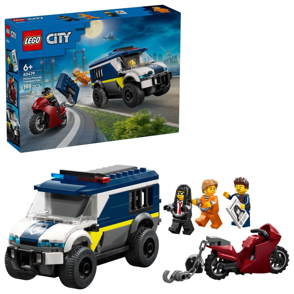 LEGO City 60479 Cellulare della Polizia Giocattolo, con Camion e Moto