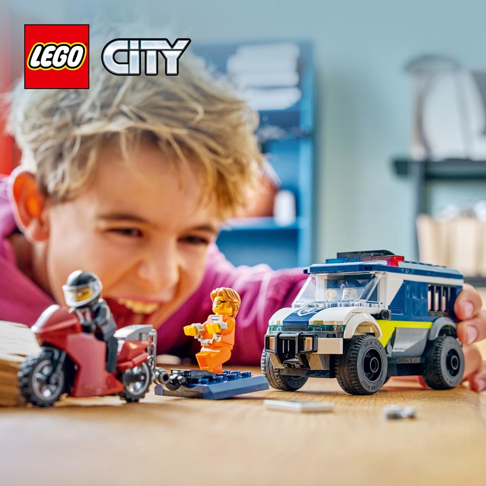 LEGO City 60479 Cellulare della Polizia Giocattolo, con Camion e Moto