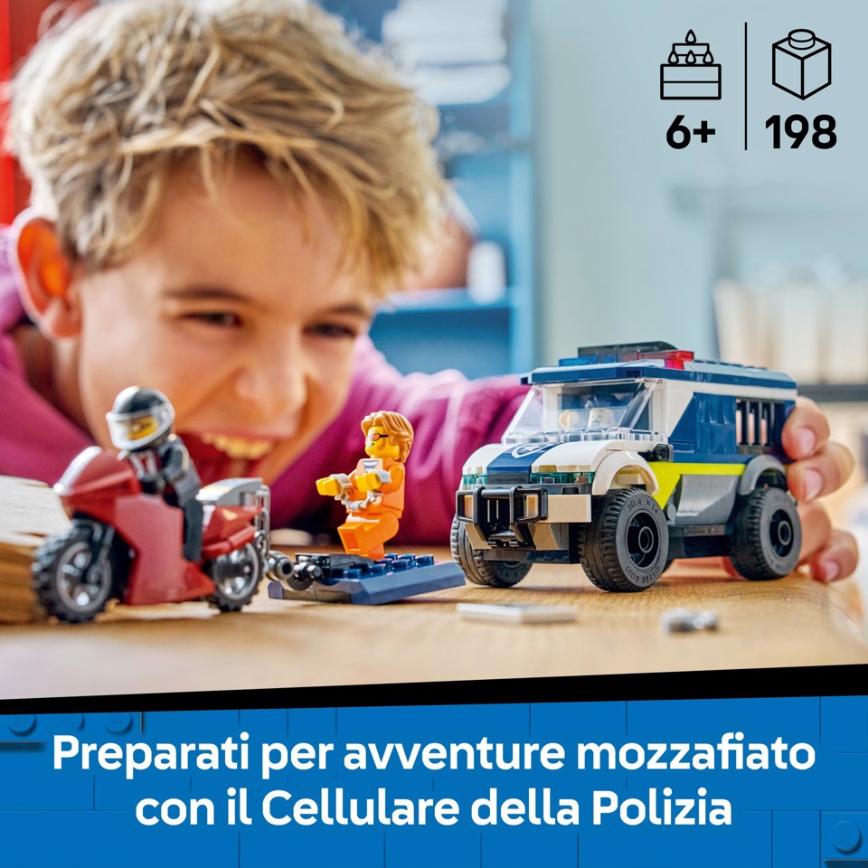 LEGO City 60479 Cellulare della Polizia Giocattolo, con Camion e Moto