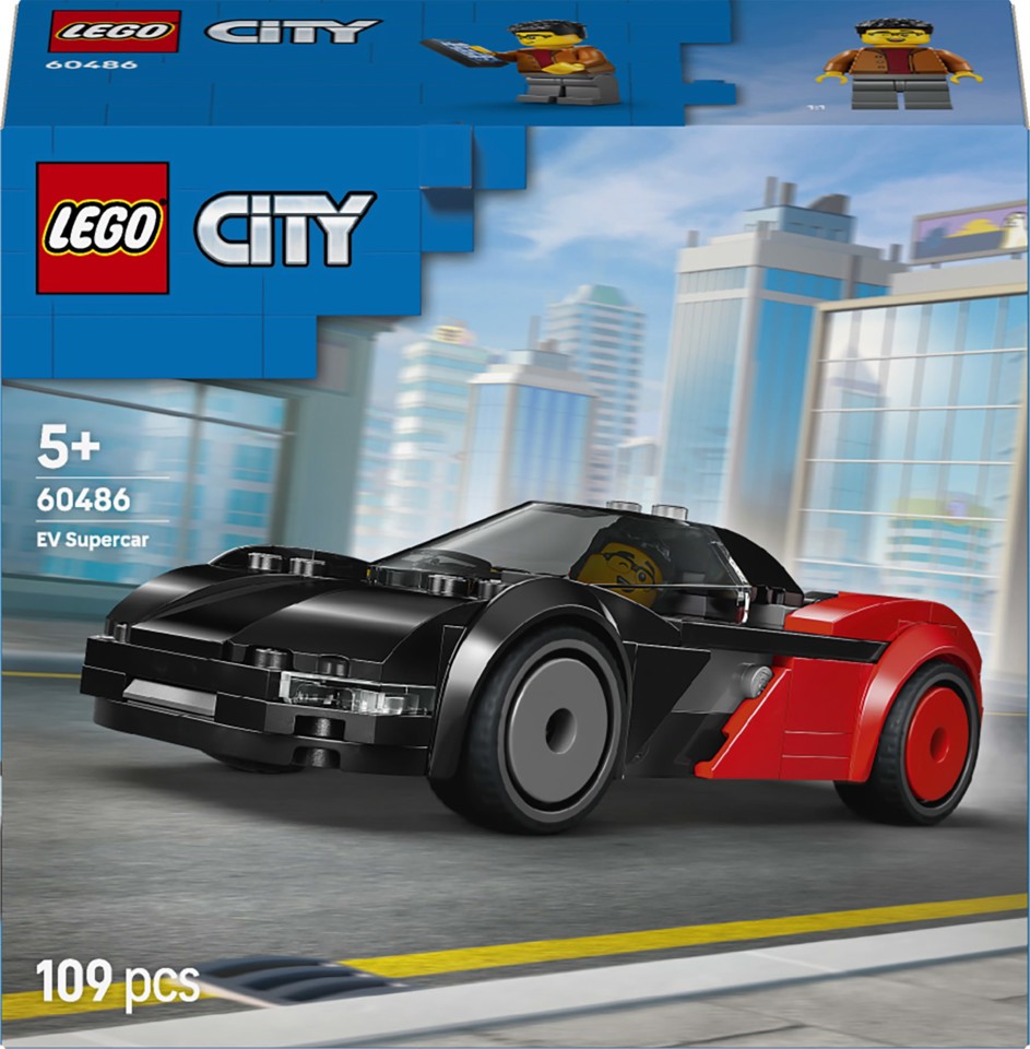 LEGO City 60486 Supercar EV, Macchina Giocattolo con Minifigure