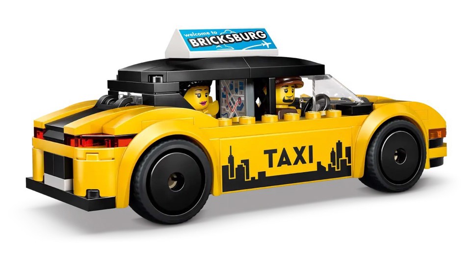LEGO City 60487 Taxi Giallo, Macchina Giocattolo con 2 Minifigure e Tetto Rimovibile