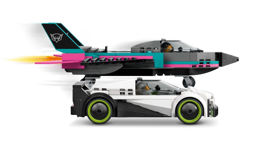LEGO City 60489 Jet Contro Auto Sportiva Giocattolo, Aereo, Macchina e 2 Minifigure di Piloti