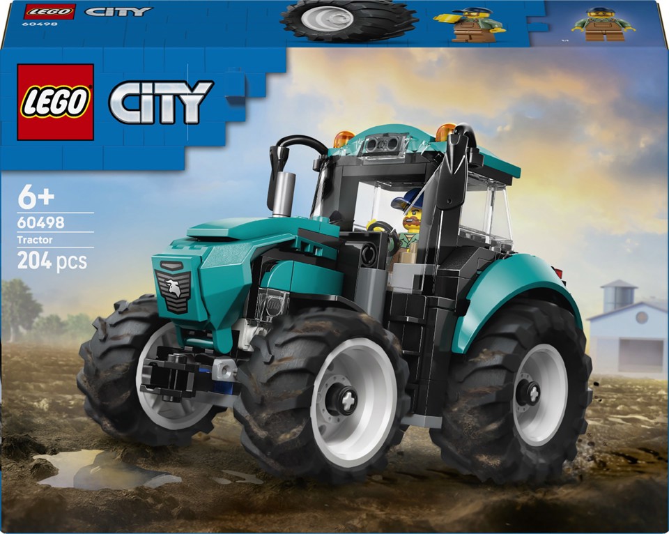 LEGO City 60498 Trattore Giocattolo, Veicolo Agricolo da Costruire con Minifigure del Contadino