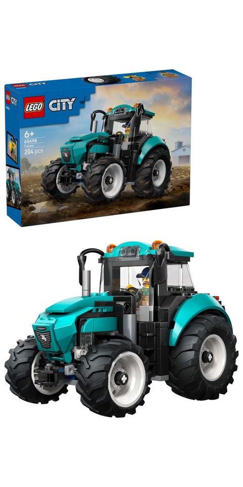 LEGO City 60498 Trattore Giocattolo, Veicolo Agricolo da Costruire con Minifigure del Contadino
