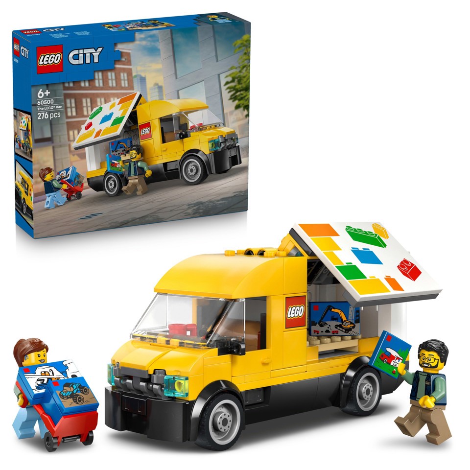 LEGO City 60500 Furgone Giocattolo, Camion per Consegne con 2 Minifigure, Carrello e Accessori