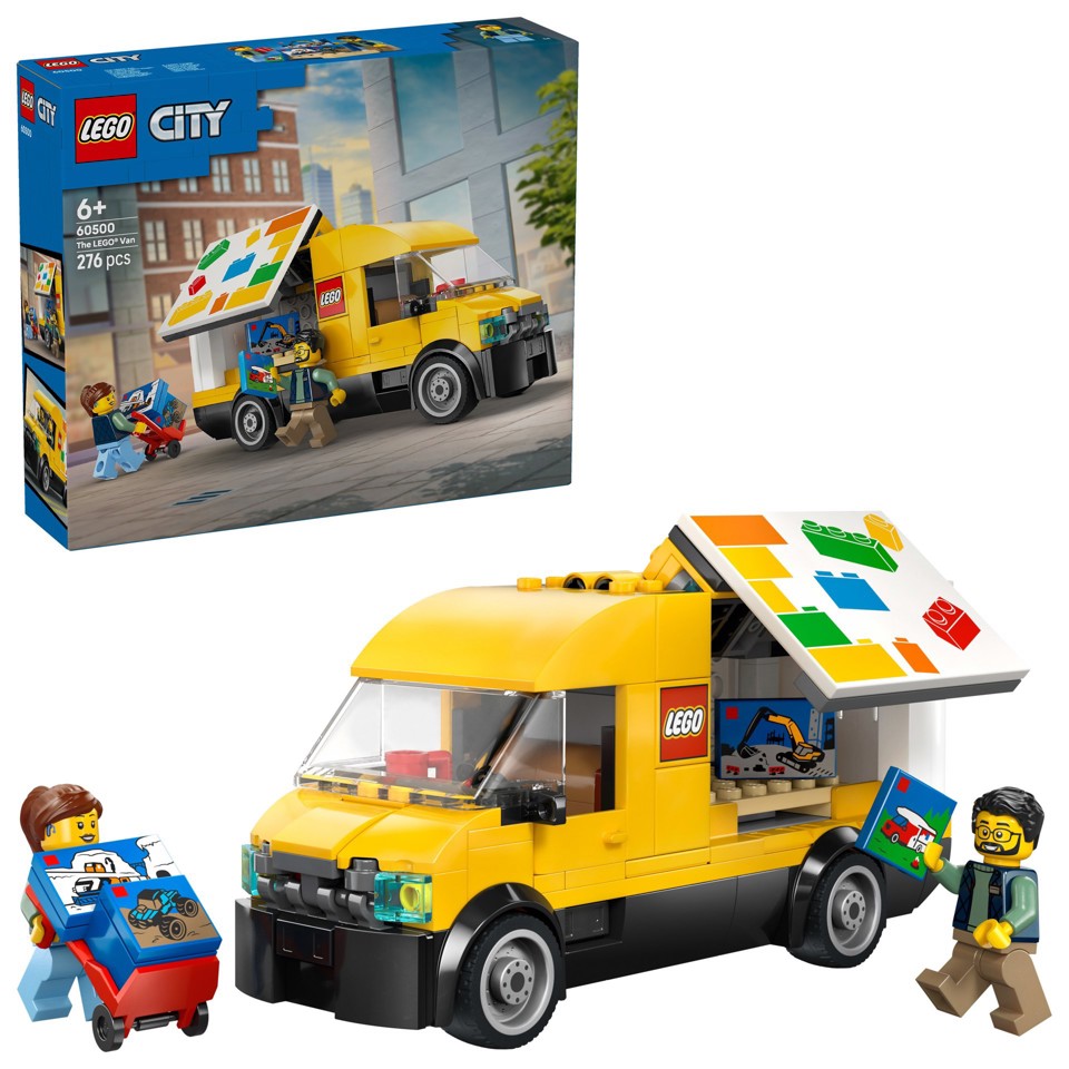 LEGO City 60500 Furgone Giocattolo, Camion per Consegne con 2 Minifigure, Carrello e Accessori