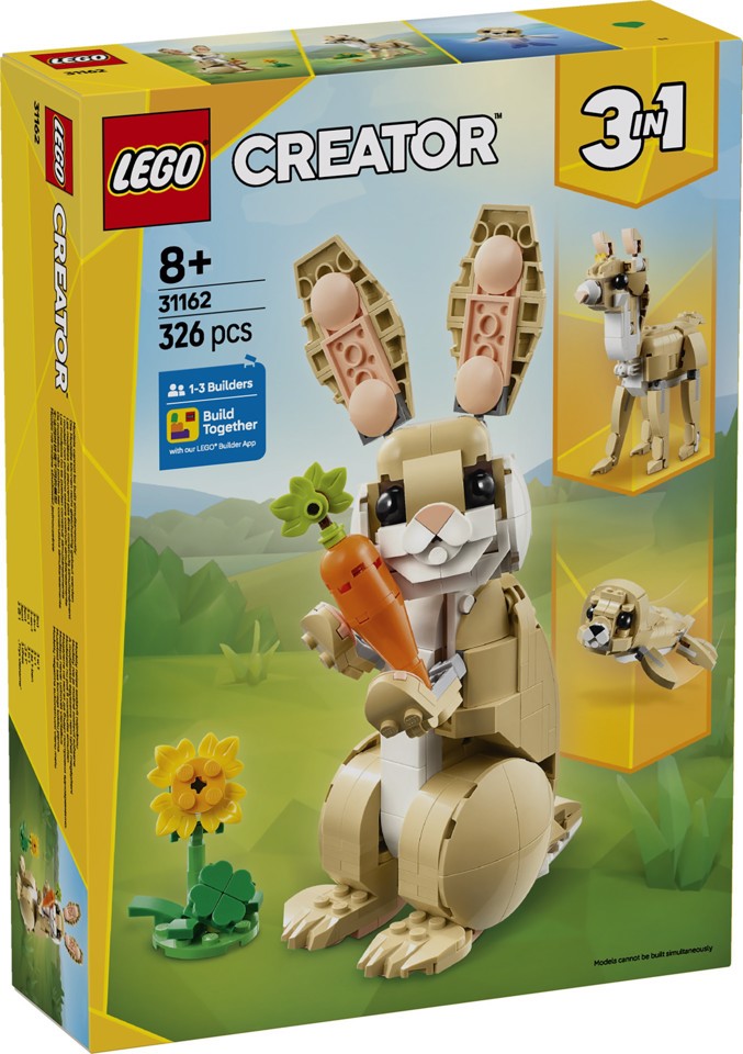 LEGO Creator 3 in 1 31162 Adorabile Coniglio Giocattolo, Si Trasforma in Lama o in Foca, Regalo per Bambini e Bambine 8+ Anni