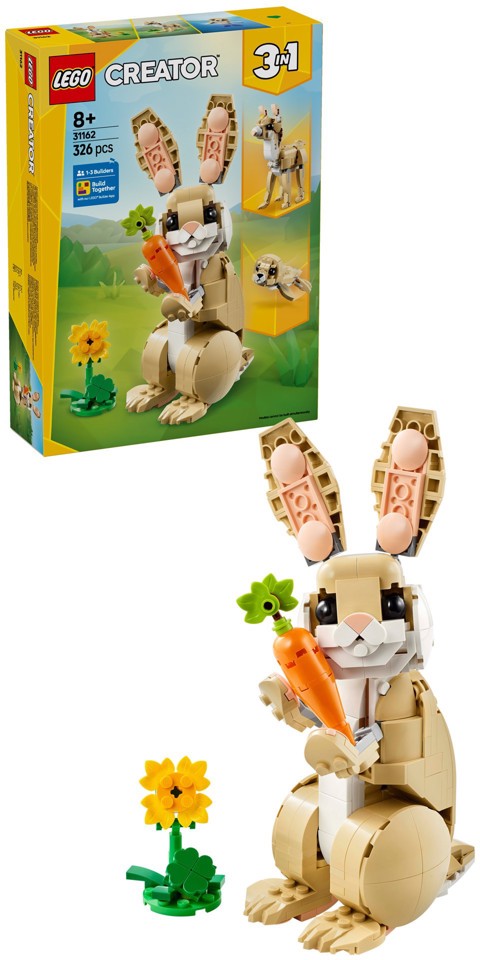 LEGO Creator 3 in 1 31162 Adorabile Coniglio Giocattolo, Si Trasforma in Lama o in Foca, Regalo per Bambini e Bambine 8+ Anni