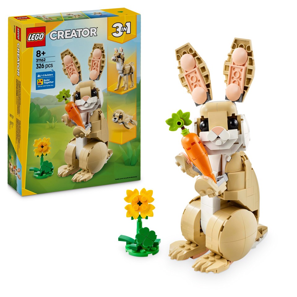 LEGO Creator 3 in 1 31162 Adorabile Coniglio Giocattolo, Si Trasforma in Lama o in Foca, Regalo per Bambini e Bambine 8+ Anni