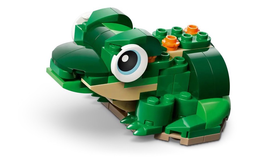 LEGO Creator 31377 3in1 Tartaruga con Fiore di Ninfea, Animale Giocattolo Trasformabile in Camaleonte o Rana