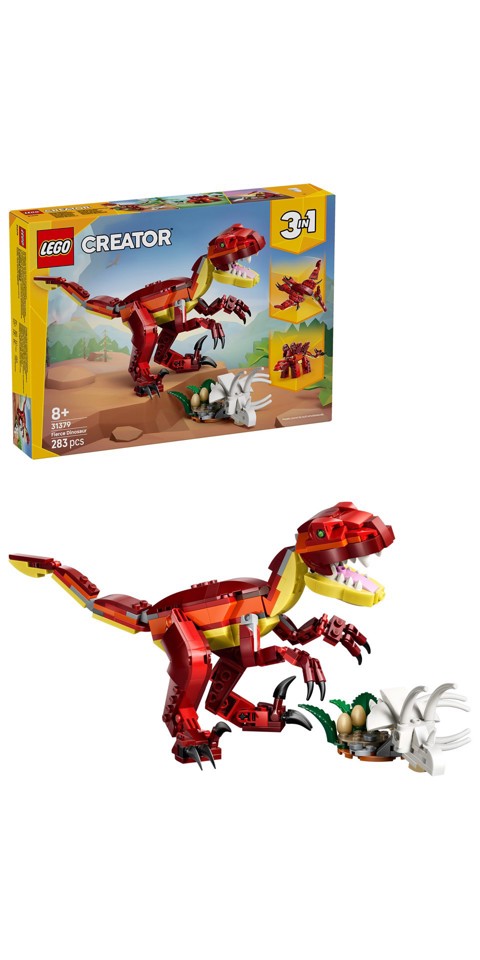 LEGO Creator 31379 3in1 Feroce Dinosauro Giocattolo, Velociraptor, Stegosauro o Pterosauro