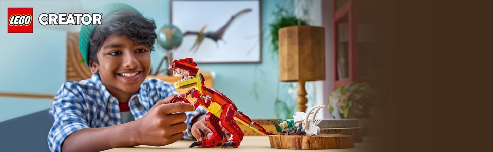 LEGO Creator 31379 3in1 Feroce Dinosauro Giocattolo, Velociraptor, Stegosauro o Pterosauro