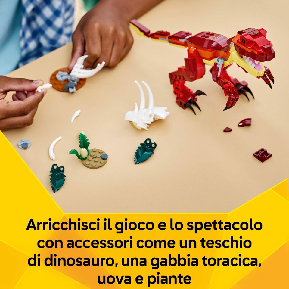LEGO Creator 31379 3in1 Feroce Dinosauro Giocattolo, Velociraptor, Stegosauro o Pterosauro