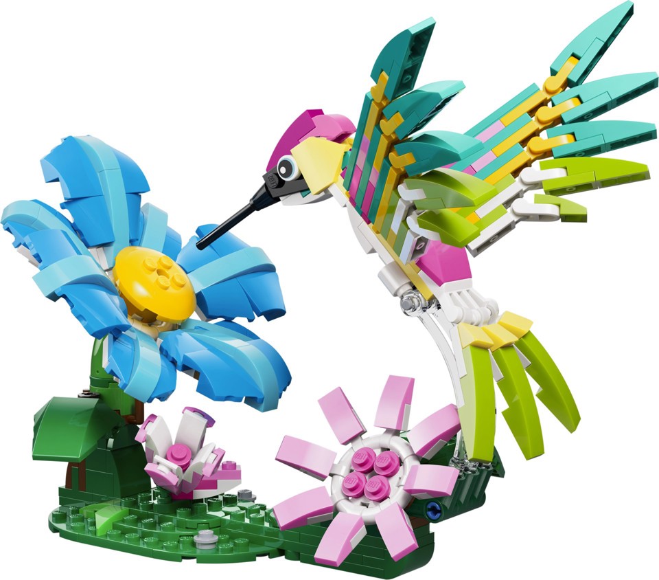 LEGO Creator 31384 3in1 Animali Selvatici: Colibrì Variopinto, Uccello Giocattolo Trasformabile in Farfalla o Pesce