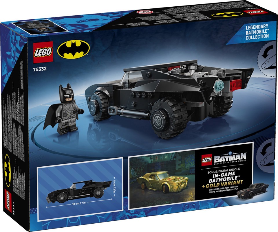 LEGO DC 76332 Batmobile di Batman, Macchina Giocattolo da Collezione con Minifigure del Supereroe e Moneta d'Oro
