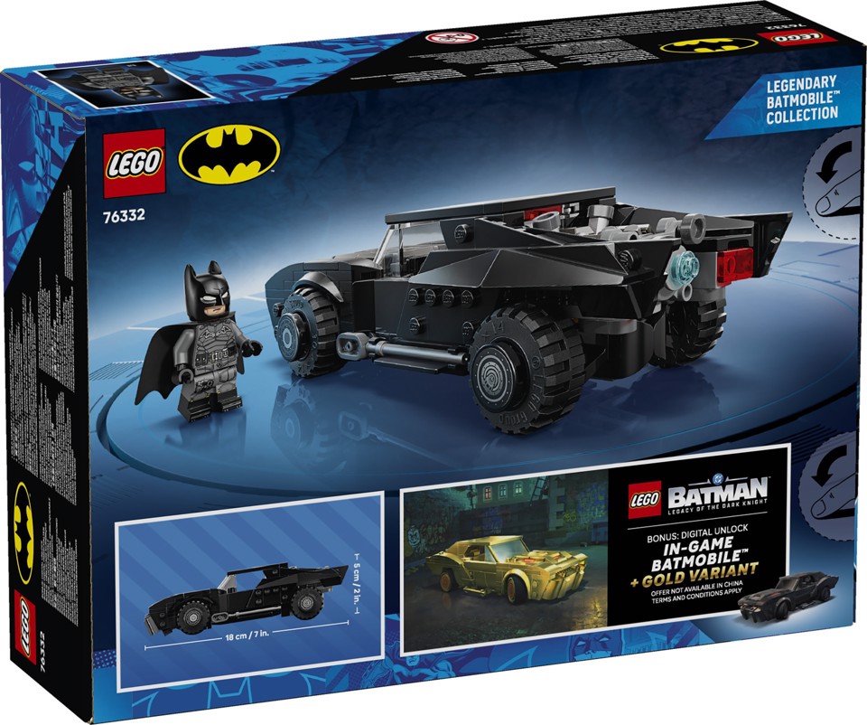 LEGO DC 76332 Batmobile di Batman, Macchina Giocattolo da Collezione con Minifigure del Supereroe e Moneta d'Oro, Regalo 9+