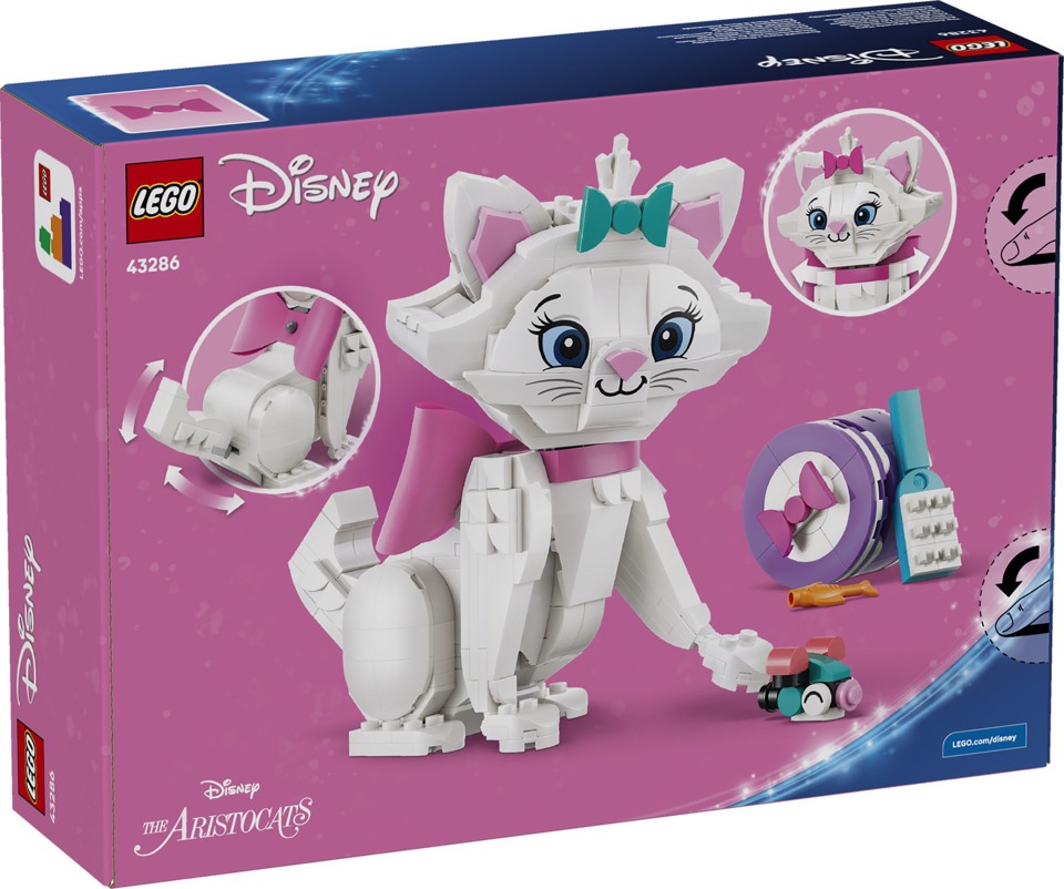 LEGO Disney | 43286 Adorabile Minou de Gli Aristogatti, Gatto Giocattolo con Accessori, Decorazione Camera da Letto, Regalo 7+