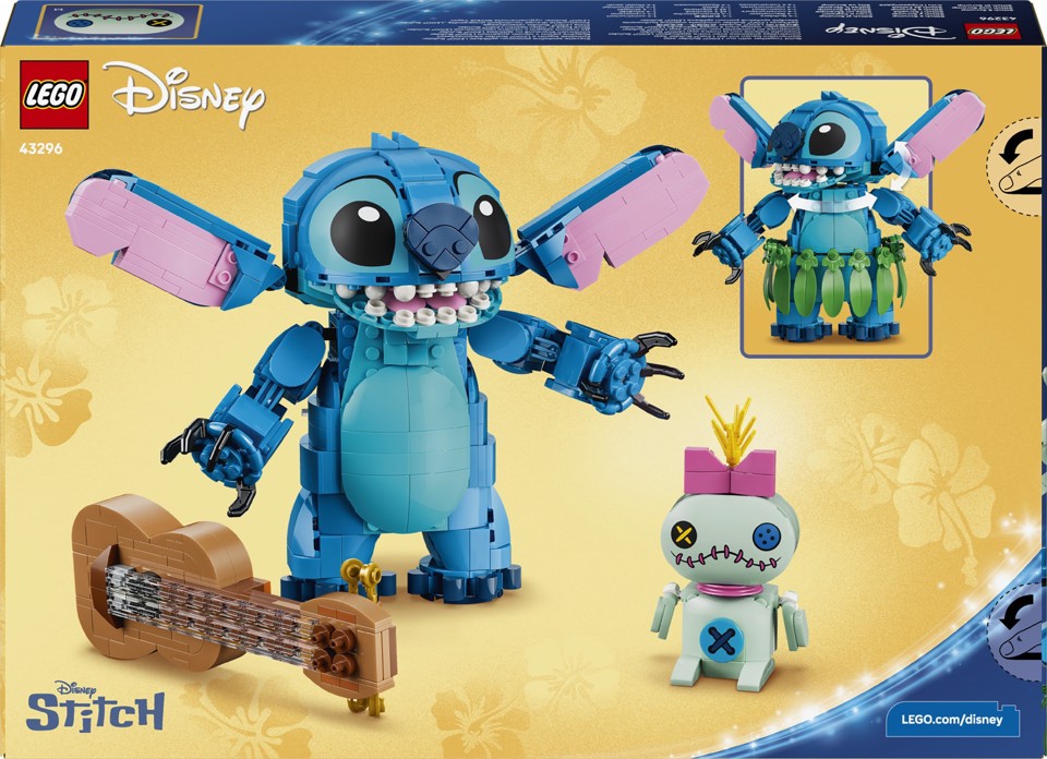 LEGO Disney | 43296 Stitch e Scrump, 2 Action Figure Giocattolo con Accessori, Decorazione Cameretta, Regalo per Bambini 9+